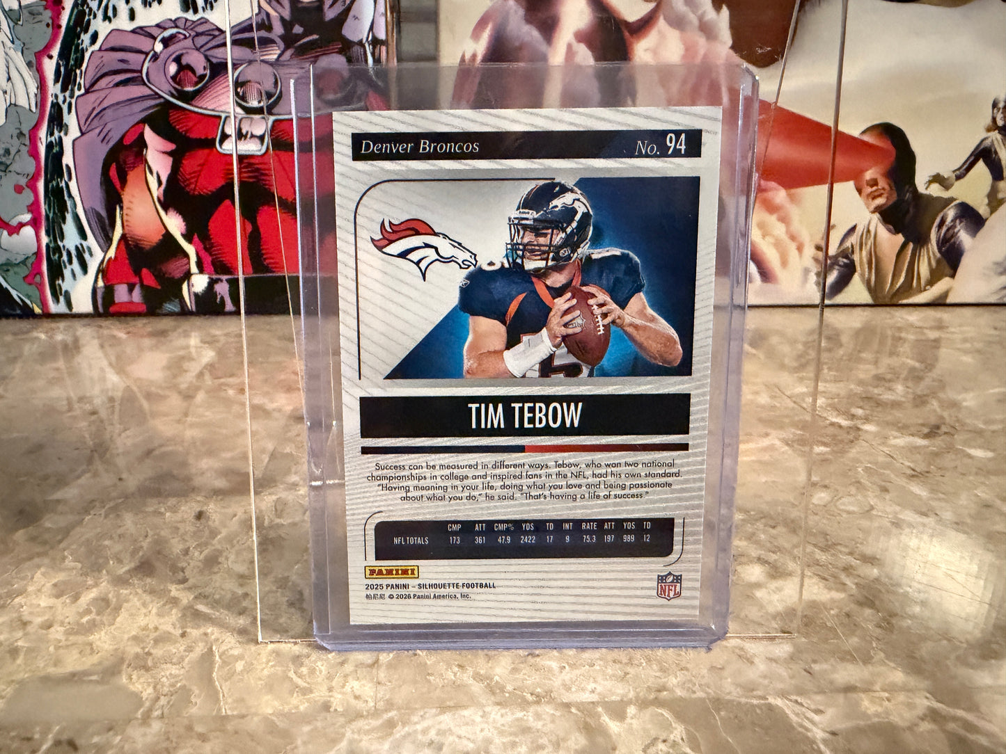 Tim Tebow 2025 Panini Silhouette Football Base Holo Gold /10
