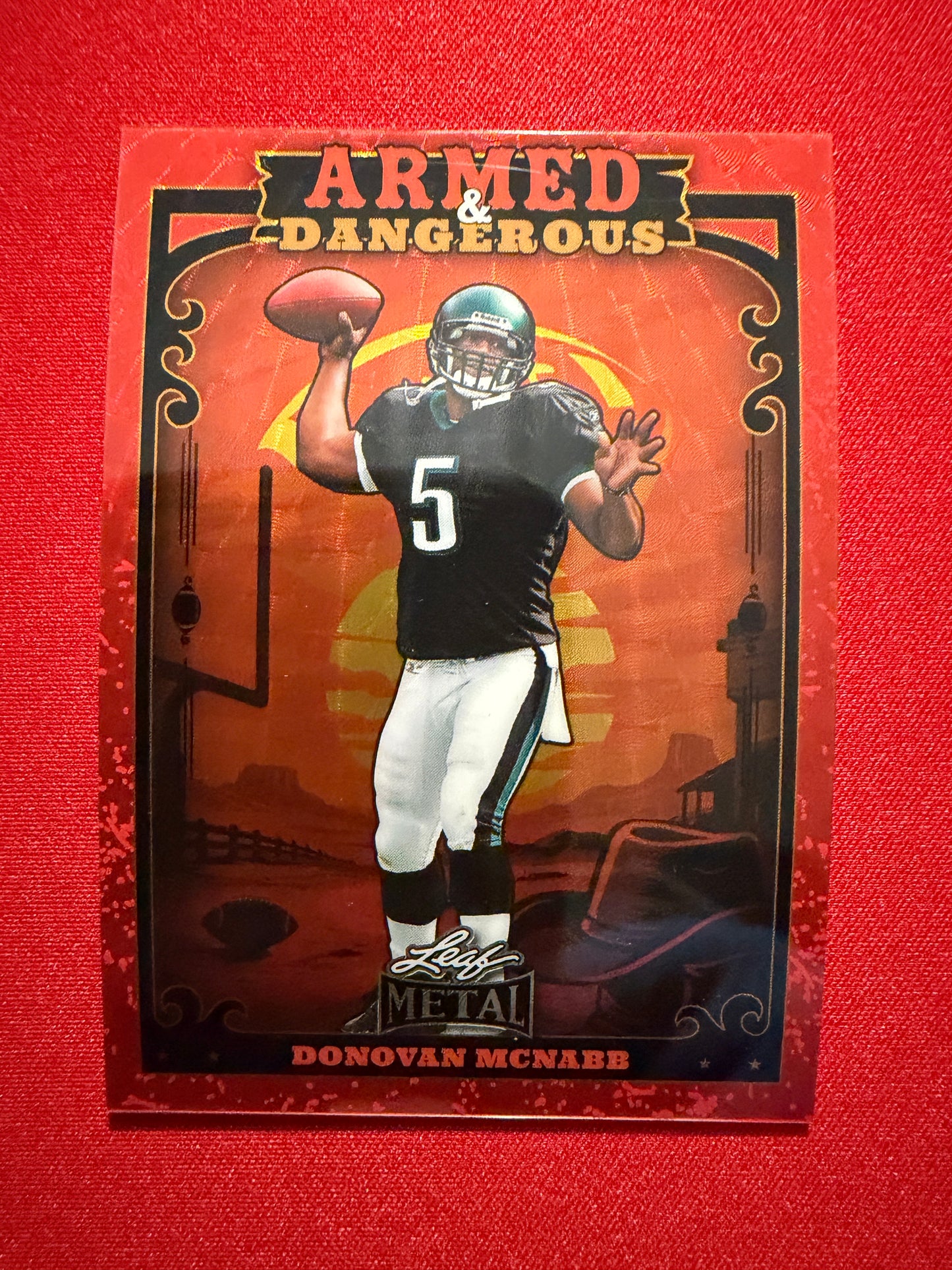 2026 Leaf Metal Football Armed & Dangerous Donovan McNabb Red Flood 1/1