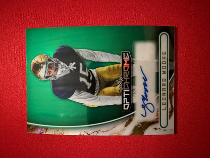 Leonard Moore 2026 Leaf Optichrome Football Base Auto Green Prismatic /3