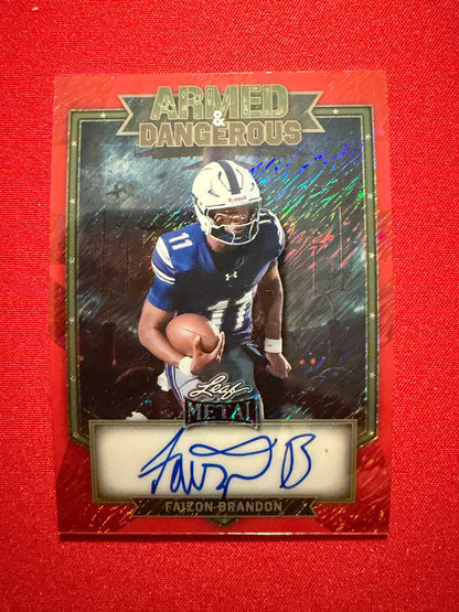 2026 Leaf Metal Football Faizon Brandon Auto Armed & Dangerous Red Shimmer 4/4