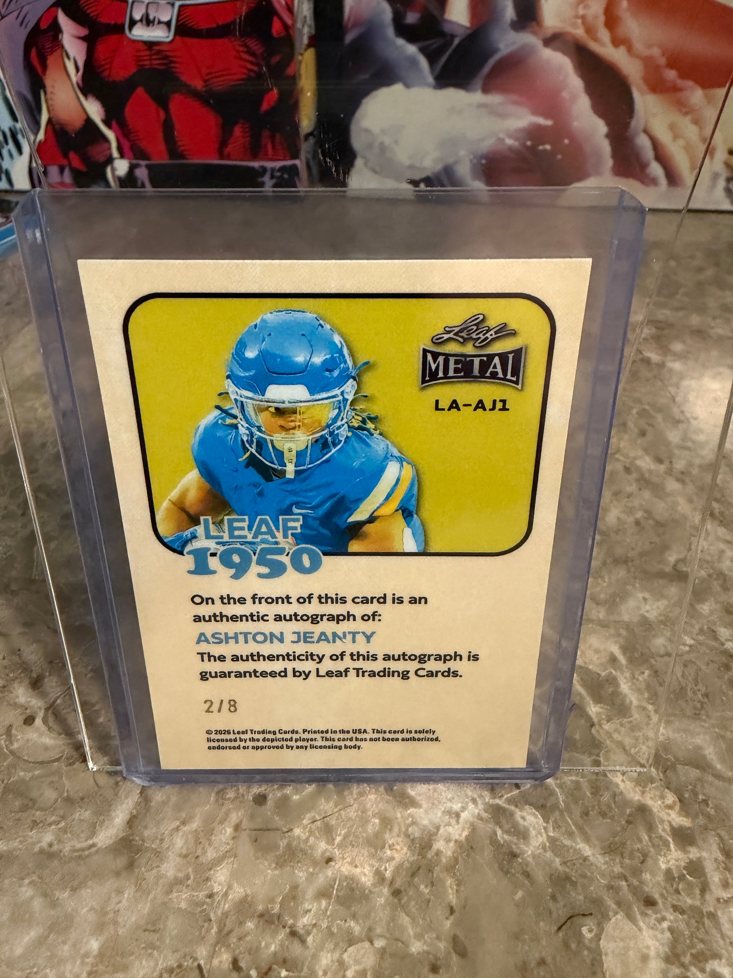 2026 Leaf Metal Football 1950 Ashton Jeanty Auto Platinum Shimmer Color Match /8