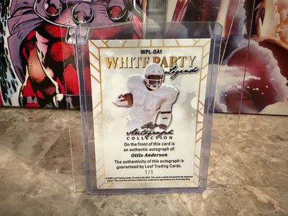 Ottis Anderson 2026 Leaf Autograph Collection Football White Party Auto 1/1