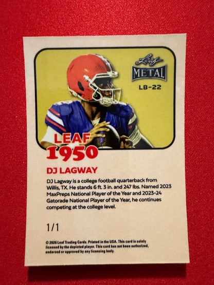 2026 Leaf Metal Football 1950 DJ Lagway Gold Super Prismatic 1/1