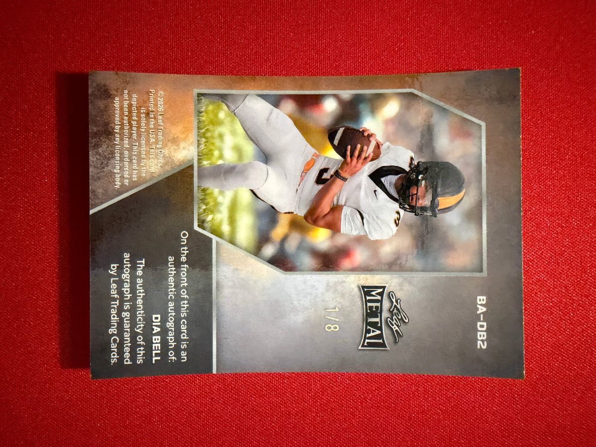 2026 Leaf Metal Football Dia Bell Base Platinum Auto 1/8 Bookend