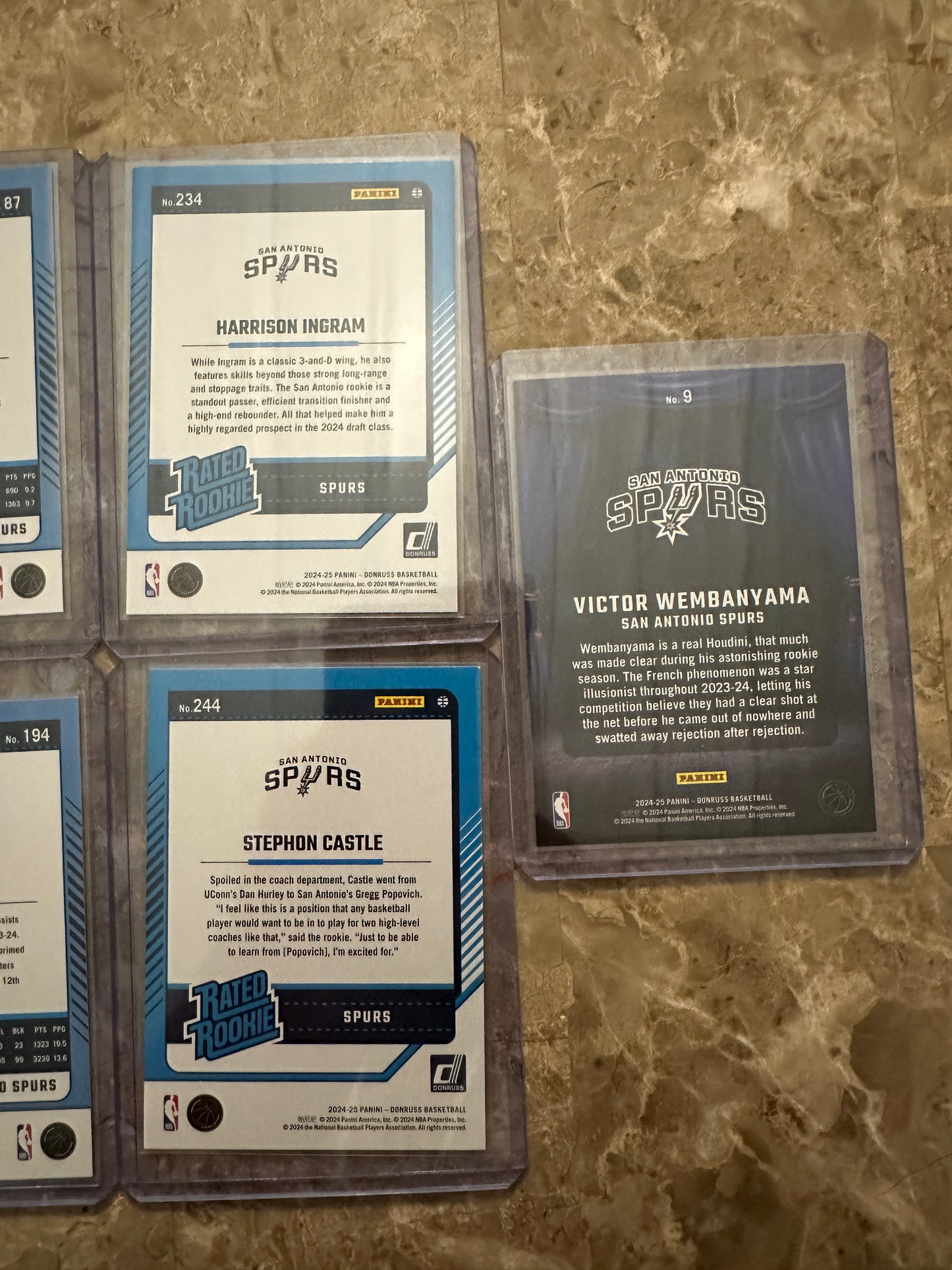 2024 Panini Donruss Basketball San Antonio Spurs Team Set (10 cards)