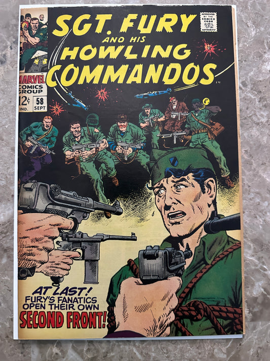Sgt Fury #58 FN- 5.5 (Marvel Comics 1968) - Higher Grade with tanning