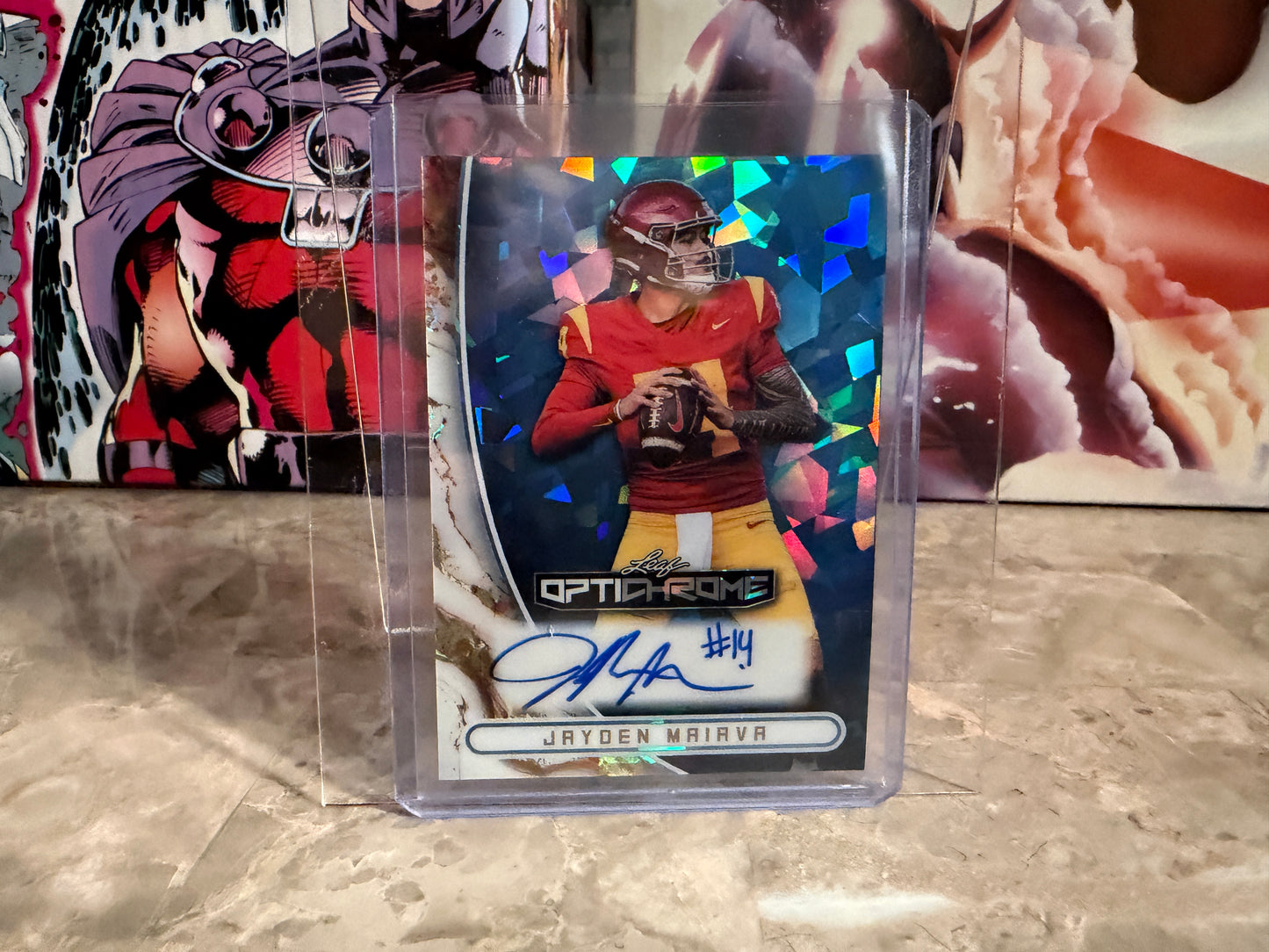 2026 Leaf Optichrome Football Jayden Maiava Base Autograph Platinum Crystal /8