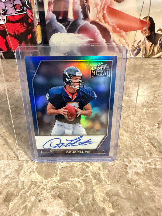 Doug Flutie 2026 Leaf Metal Base On-Card Auto Blue Prismatic /6
