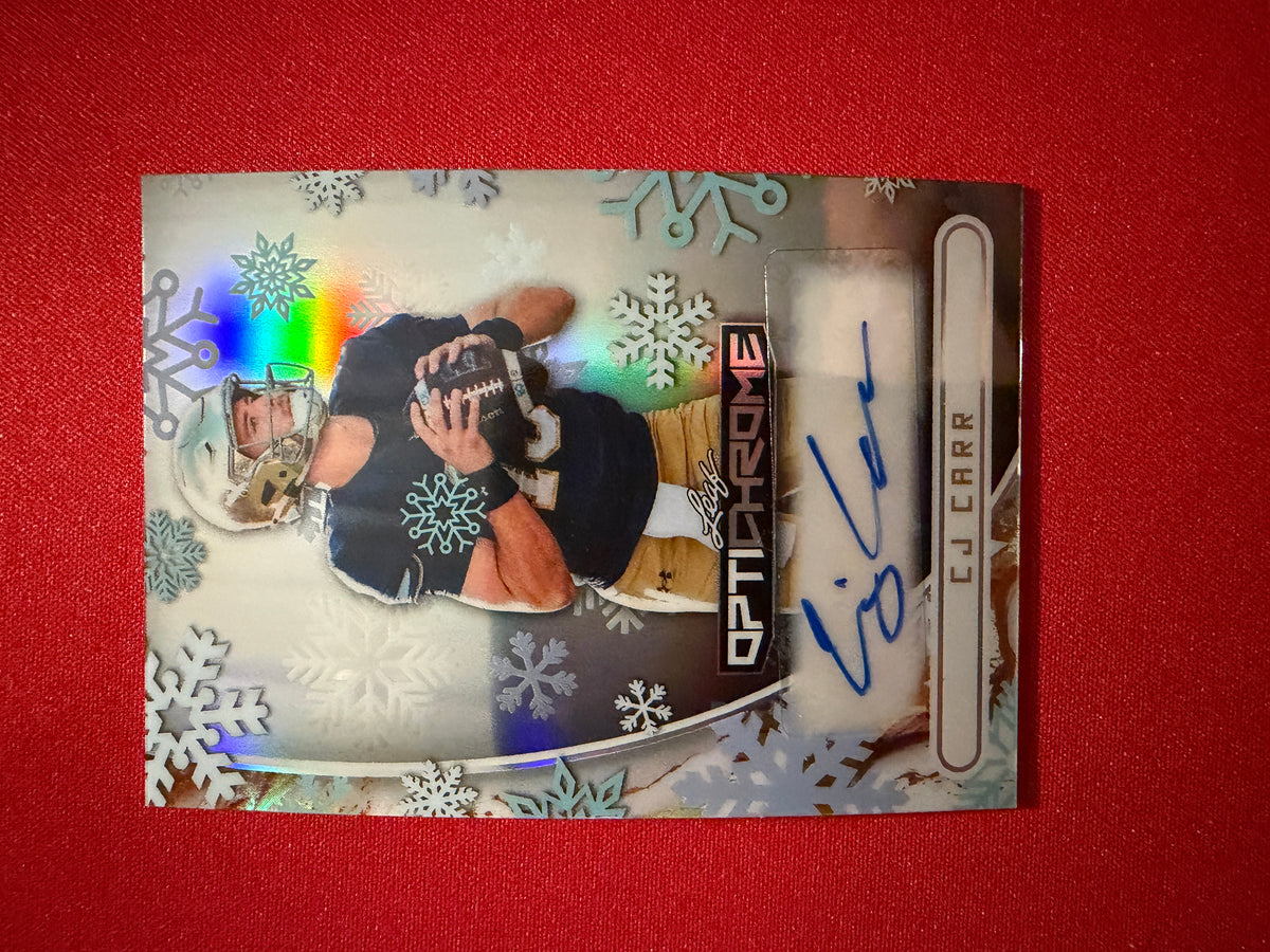 CJ Carr 2026 Leaf Optichrome Football Base Auto Snow Day /5