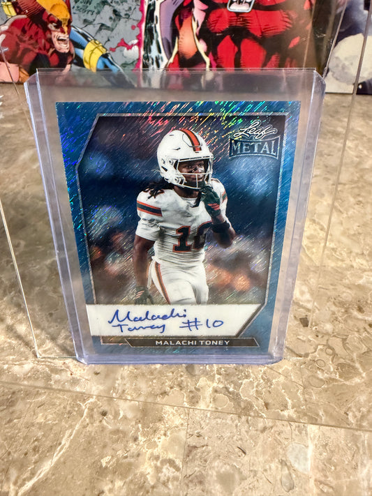 Malachi Toney 2026 Leaf Metal Football Platinum Shimmer Auto /8