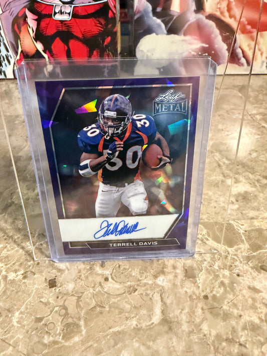2026 Leaf Metal Football Terrell Davis Purple Prismatic On-Card Auto /2