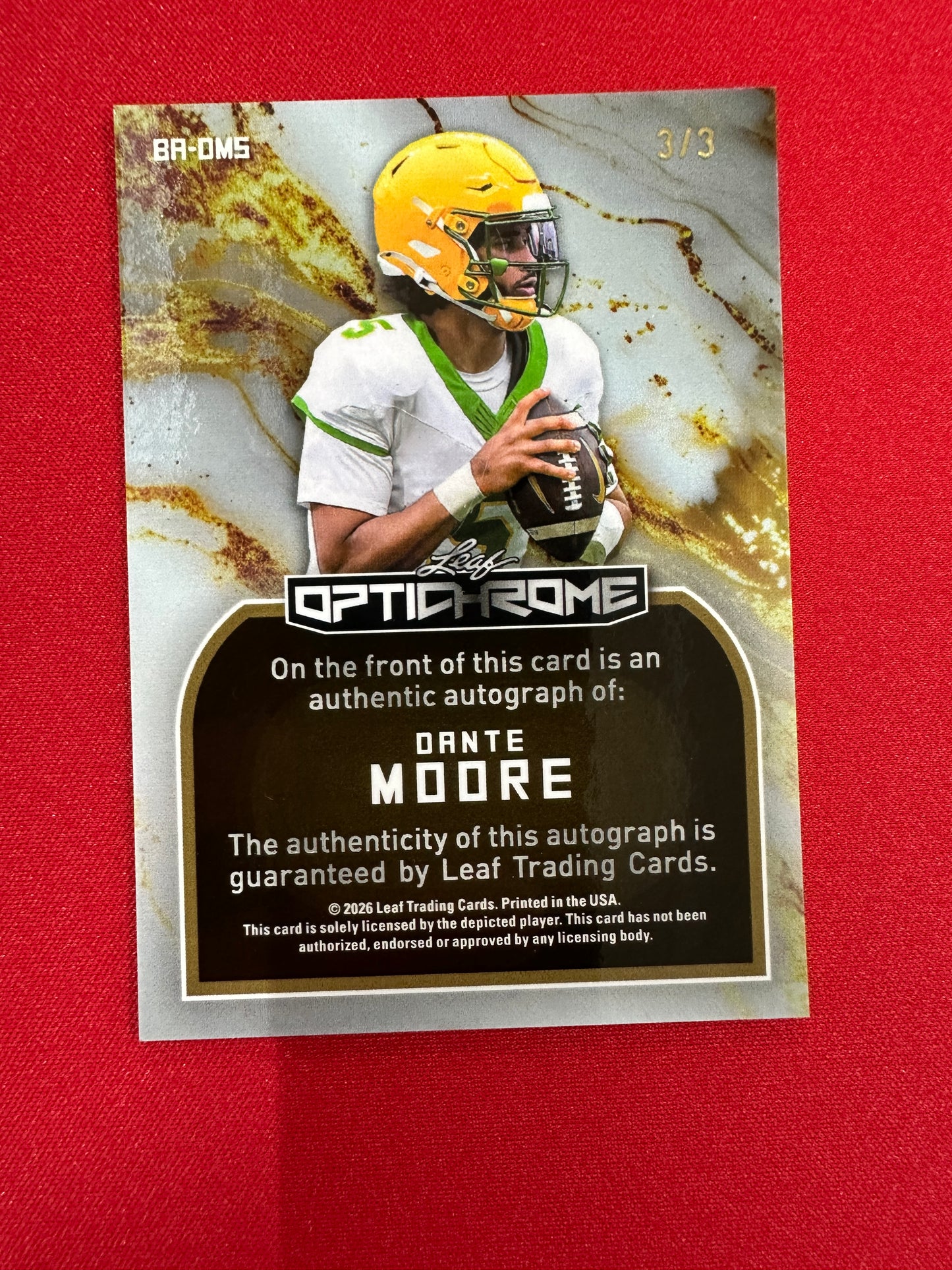 (2026/05/26) Dante Moore Crystal Color Match Auto /3 2026 Leaf Optichrome Football