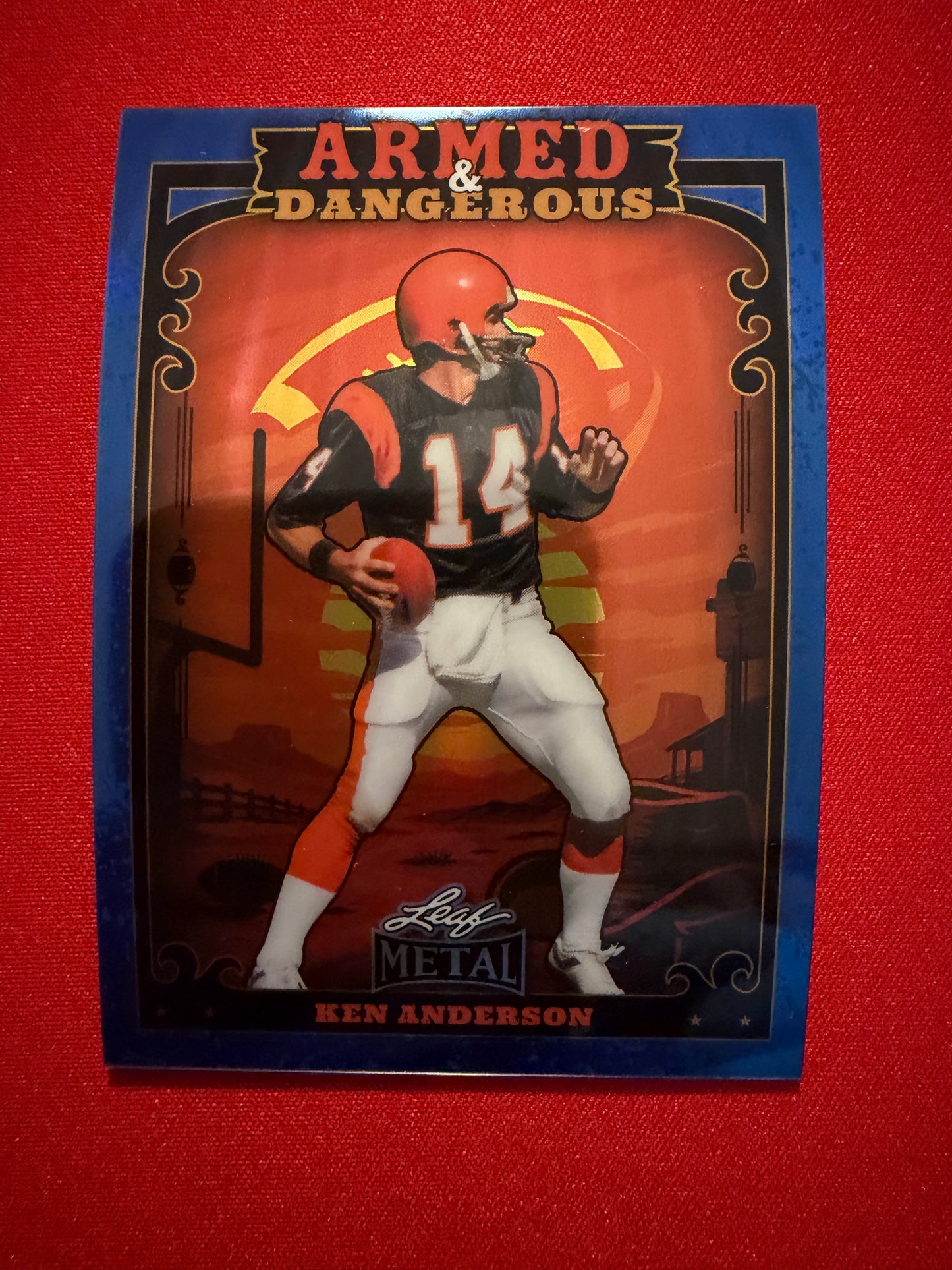 2026 Leaf Metal Football Ken Anderson Armed & Dangerous Blue Western /5