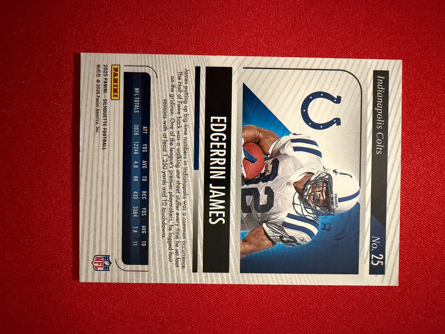 Edgerrin James 2025 Panini Silhouette Football Base Blue /99