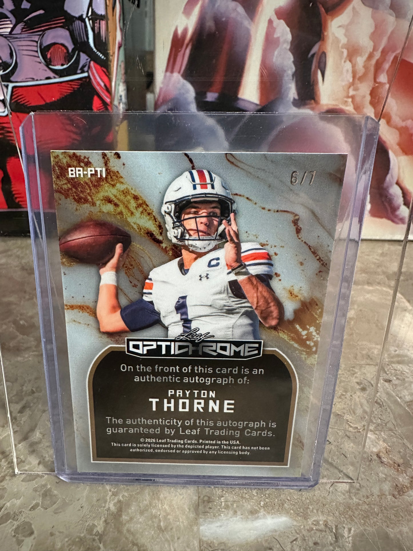 2026 Leaf Optichrome Payton Thorne PURPLE SHIMMER AUTO /7 Auburn Tigers QB