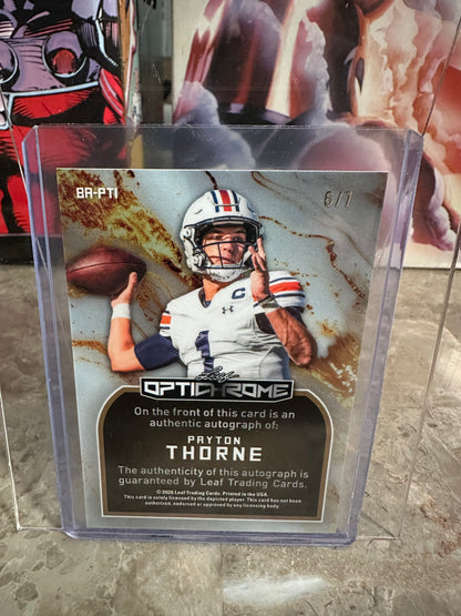 2026 Leaf Optichrome Payton Thorne PURPLE SHIMMER AUTO /7 Auburn Tigers QB