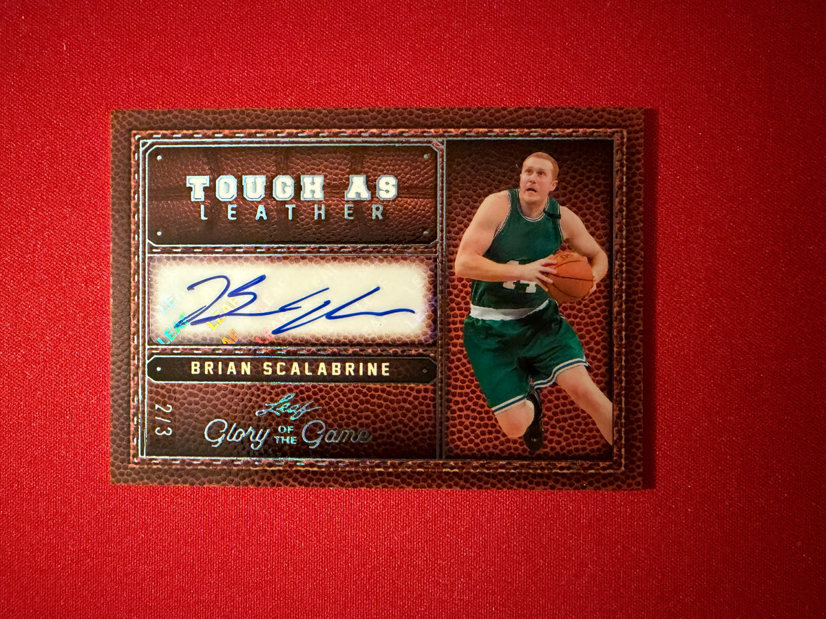 Brian Scalabrine 2025 Leaf Glory of the Game Tough As Leather Substrate Auto /3