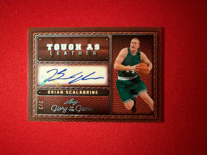 Brian Scalabrine 2025 Leaf Glory of the Game Tough As Leather Substrate Auto /3
