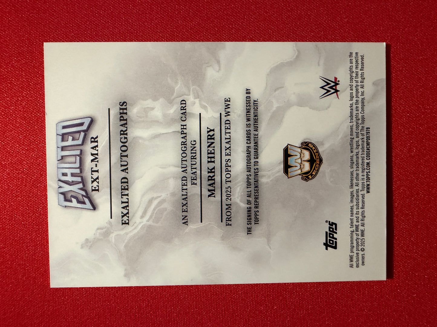 Mark Henry 2026 Topps Exalted WWE Exalted Autographs 1/1 Black