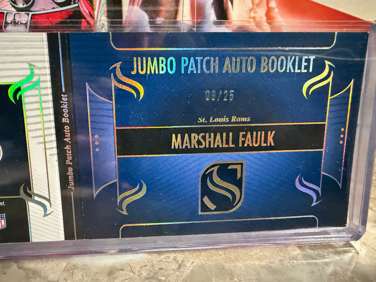 Marshall Faulk 2025 Panini Silhouette Jumbo Patch Auto Nike Swoosh Booklet /25