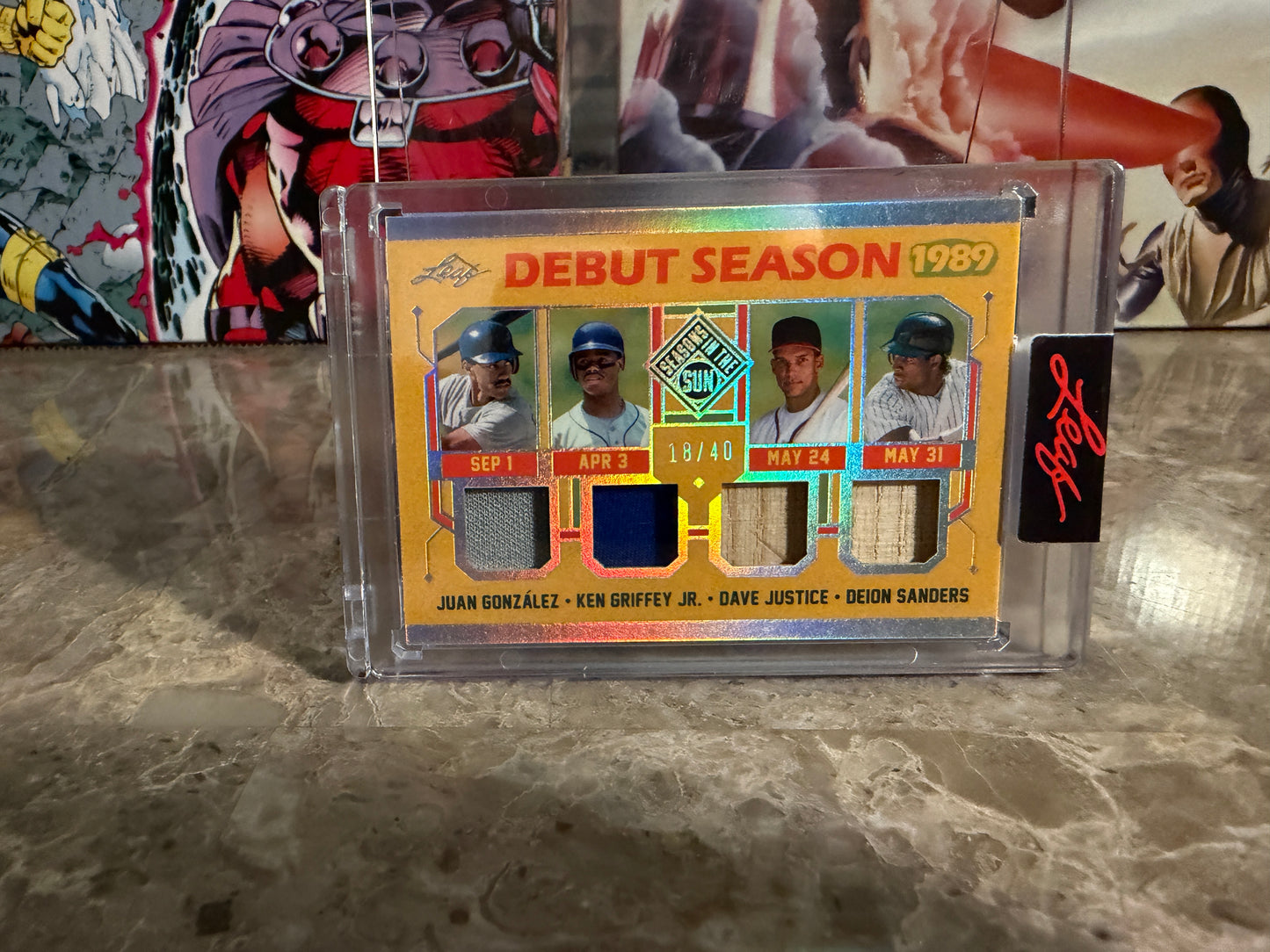 Griffey Jr. Justice Deion Gonzalez 2026 Leaf Seasons In The Sun Debut 4-Patch /40