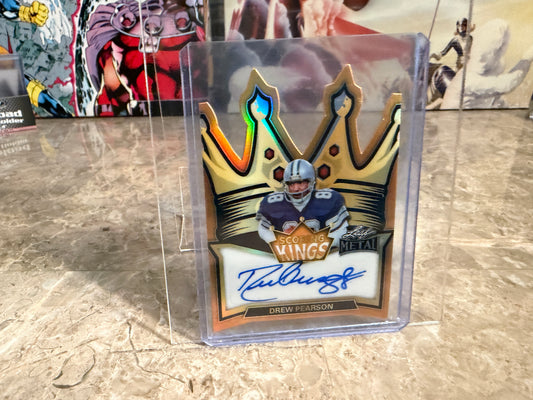 Drew Pearson 2026 Leaf Metal Football Scoring Kings Gold Prismatic Auto 1/1