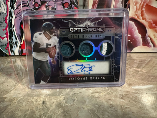 2026 Leaf Optichrome Donovan McNabb TIME MACHINES BLUE PRISMATIC PATCH AUTO 5/5 Eagles