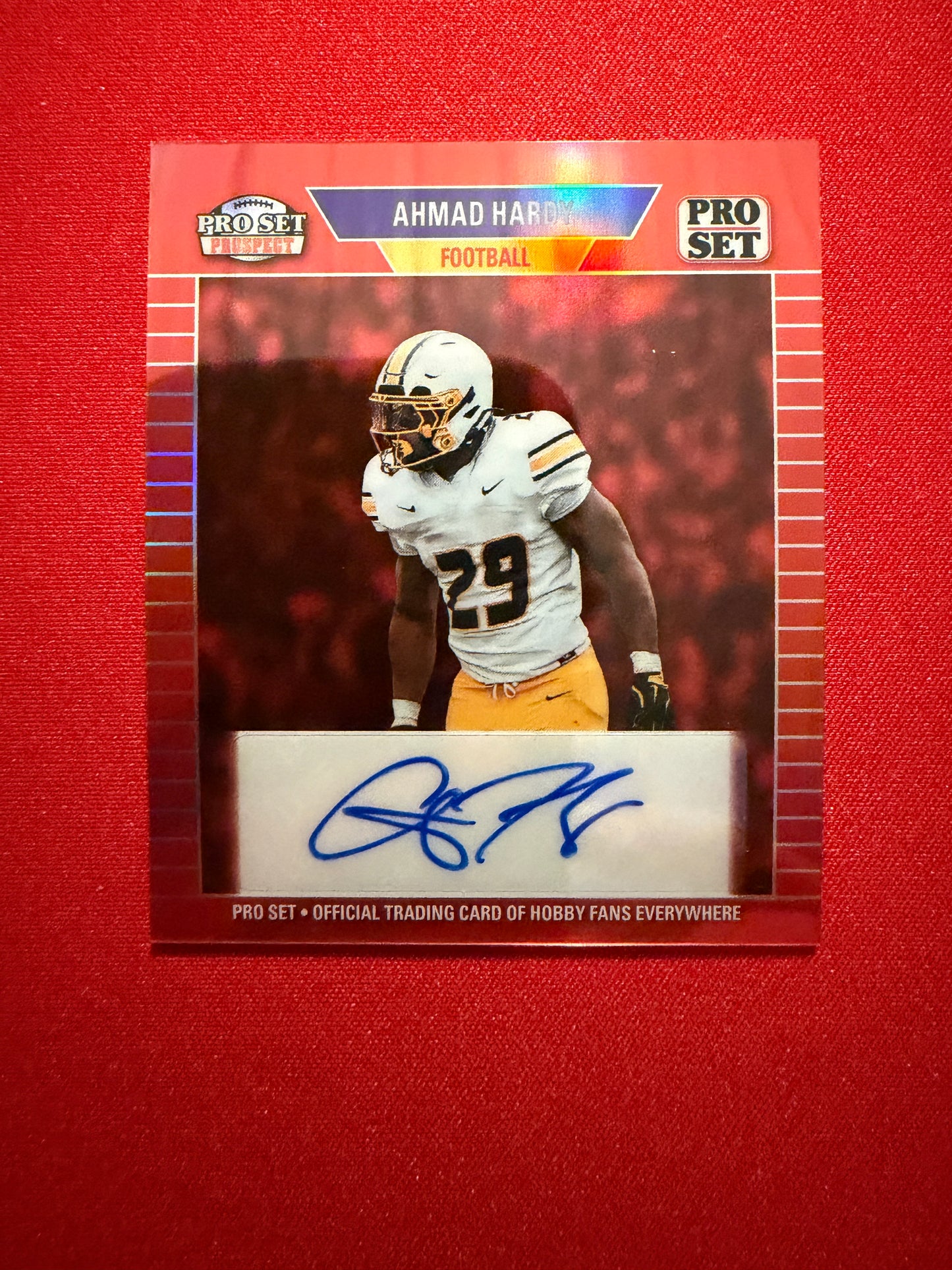 Ahmad Hardy 2026 Leaf Pro Set Metal Football 1989 Mini Auto Red 1/1