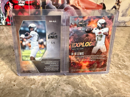 Juju Lewis 2026 Leaf Metal Football Auto Pink Explode 2-Card Lot