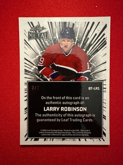 2026 Leaf Metal Hockey Breaking Through Larry Robinson Pink Laser Auto 7/7