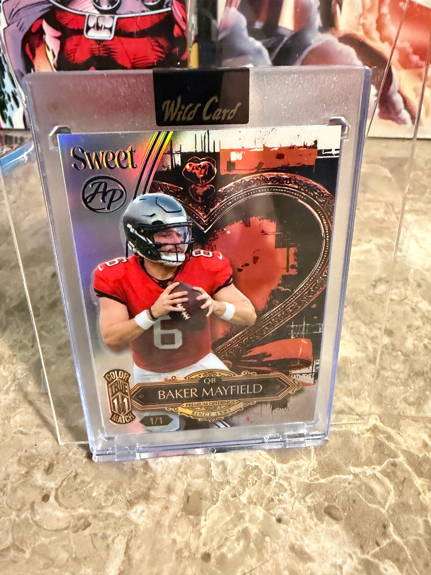 Baker Mayfield 2026 Wild Card Wild Art 1/1 Color Match Artist Proof 2-Card Lot