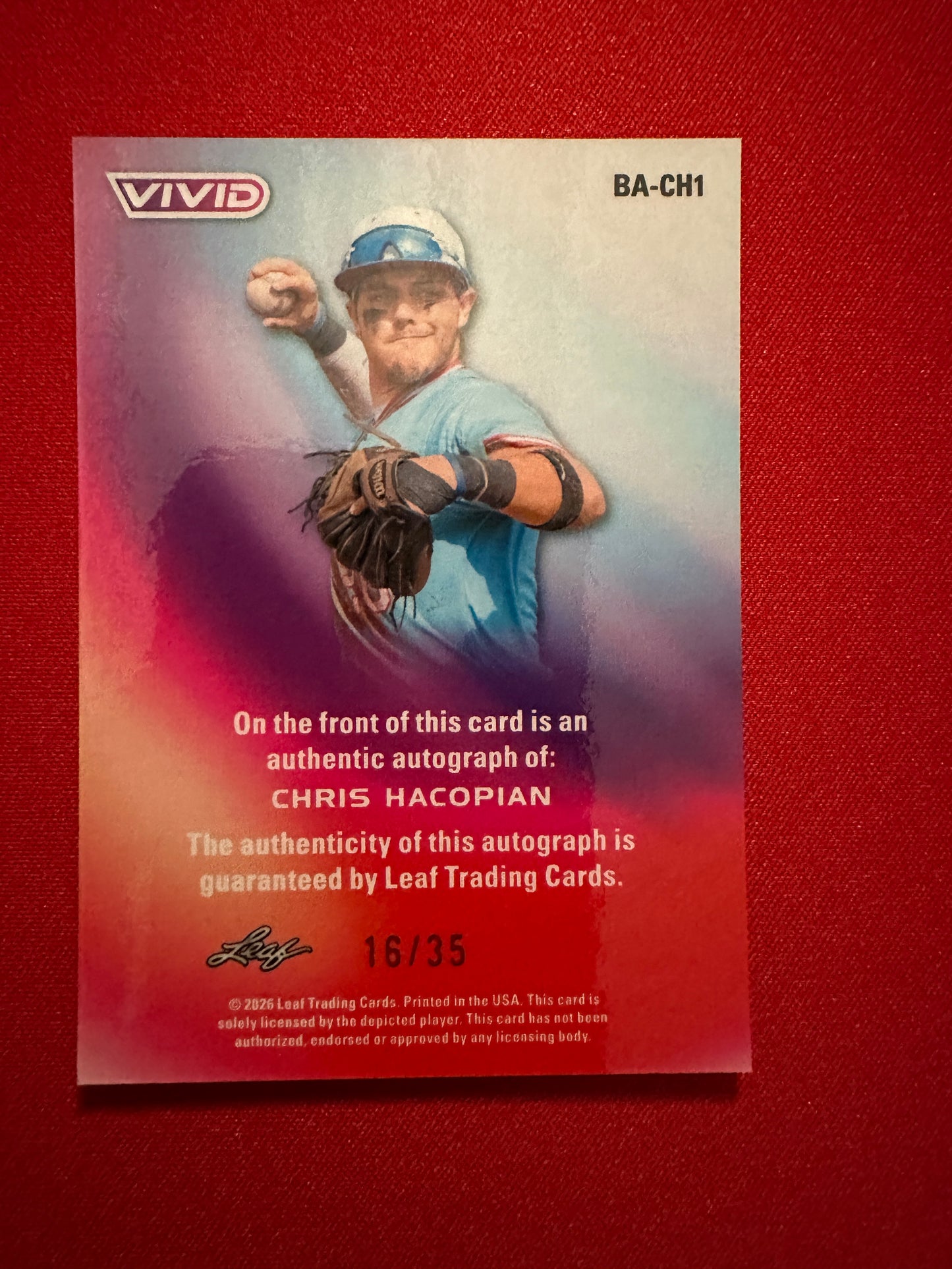 Chris Hacopian 2026 Leaf Vivid Teal AUTO /35 Texas A&M Aggies Star