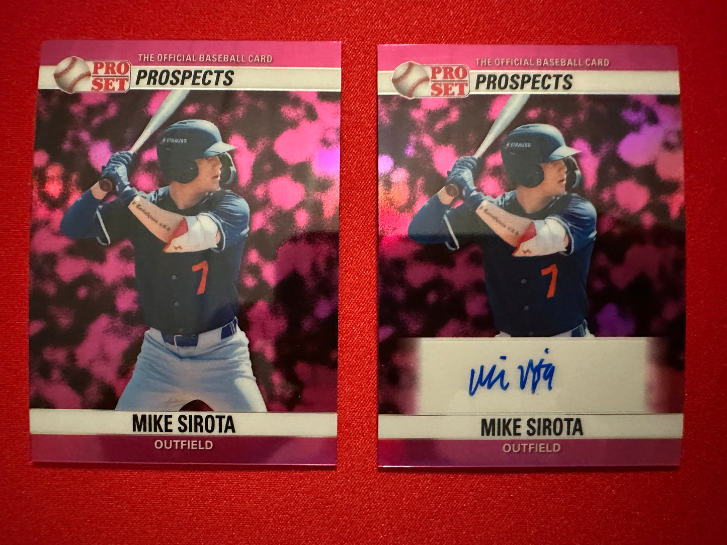 2026 Leaf Pro Set 1990 Pink Prismatic Auto Mike Sirota 2-Card Prospect Lot