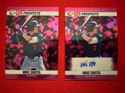 2026 Leaf Pro Set 1990 Pink Prismatic Auto Mike Sirota 2-Card Prospect Lot