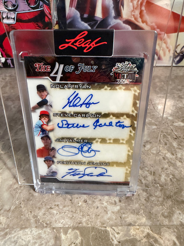 (2026/07/03) 2026 Leaf Metal ID4 4-Auto Super Prismatic 1/1 Nolan Ryan Carlton Palmer Jenkins