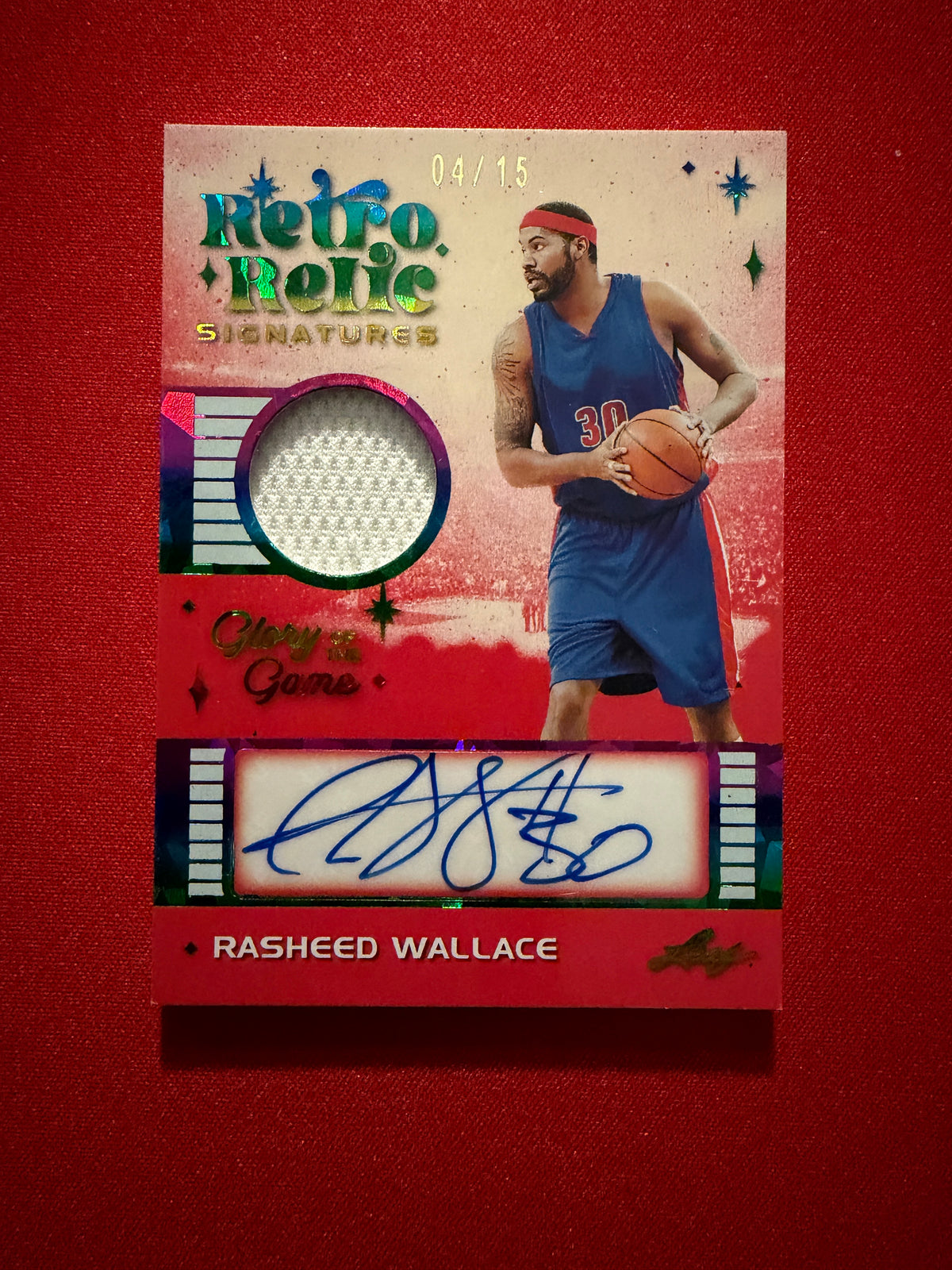 Rasheed Wallace 2025 Leaf Glory of the Game Retro Relic Game-Used Patch Auto /15