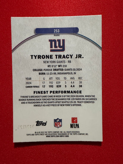 2025 Topps Finest Football Tyrone Tracy Jr. Rare Purple /125 #253