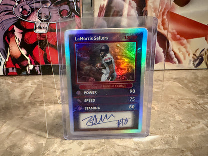 LaNorris Sellers 2026 Leaf Trinity Magical Realm of Football Auto Red /25