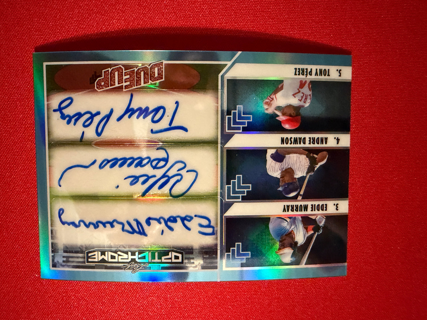 Eddie Murray Andre Dawson Tony Perez 2025 Leaf Optichrome Baseball Due Up Auto 1/1