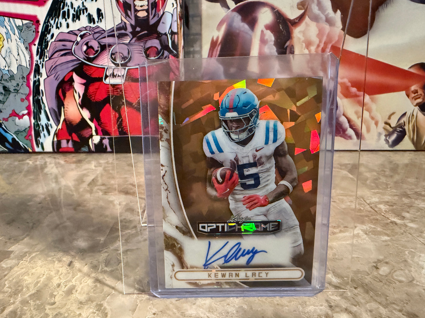 Kewan Lacy 2026 Leaf Optichrome Football Base Auto Gold Crystal 1/1
