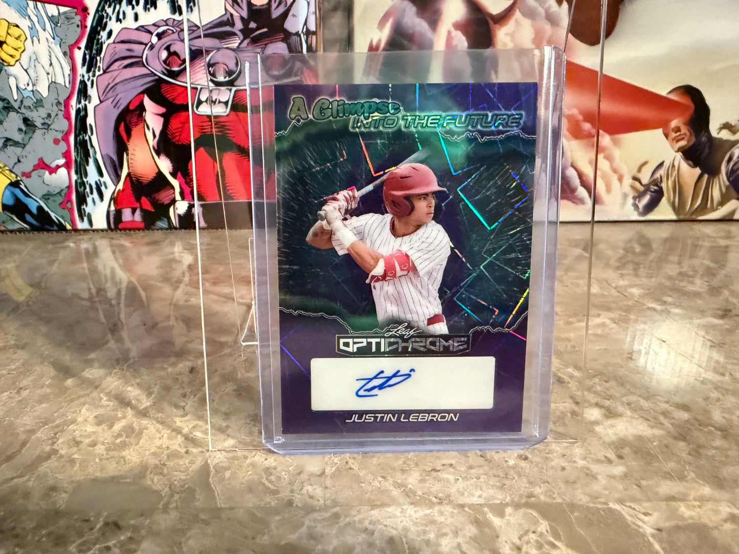 Justin Lebron 2025 Leaf Optichrome Baseball Glimpse Into Future Auto Purple /5