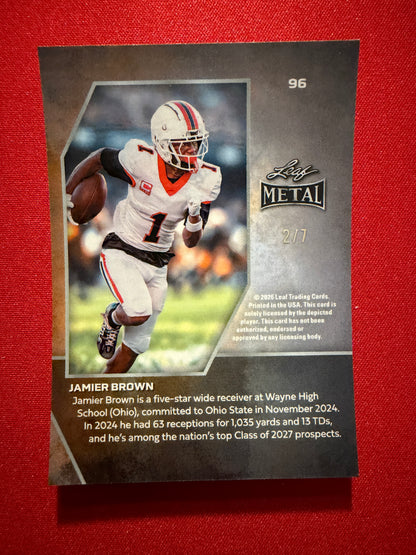 Jamier Brown 2026 Leaf Metal Auto Red OSU Color Match 2-Card Lot