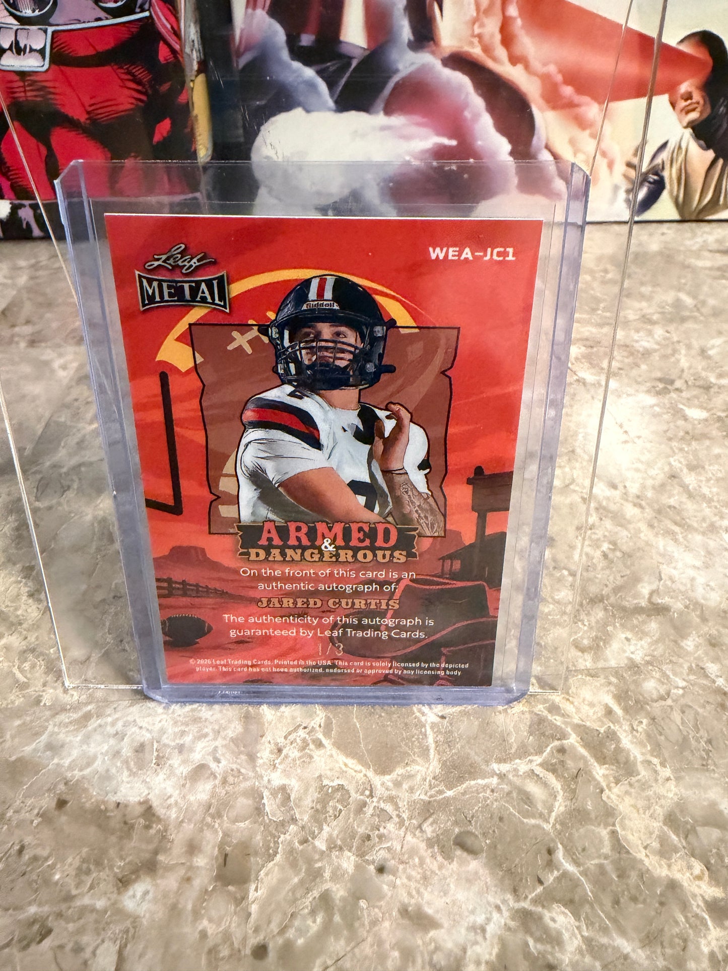 2026 Leaf Metal Football Armed & Dangerous Jared Curtis Auto Green Shimmer 1/3