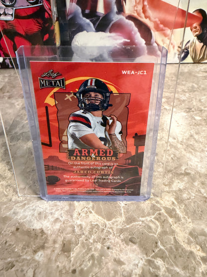 2026 Leaf Metal Football Armed & Dangerous Jared Curtis Auto Green Shimmer 1/3