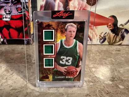 2026 Leaf Art of Sport Work of Art Larry Bird Triple Game-Used 1/3 Bookend