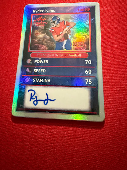 2026 Leaf Trinity Ryder Lyons Magical Realm of Football Auto Red /25