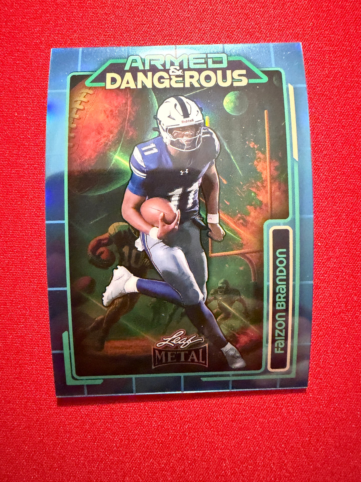 2026 Leaf Metal Football Faizon Brandon Armed & Dangerous Blue Prismatic /8