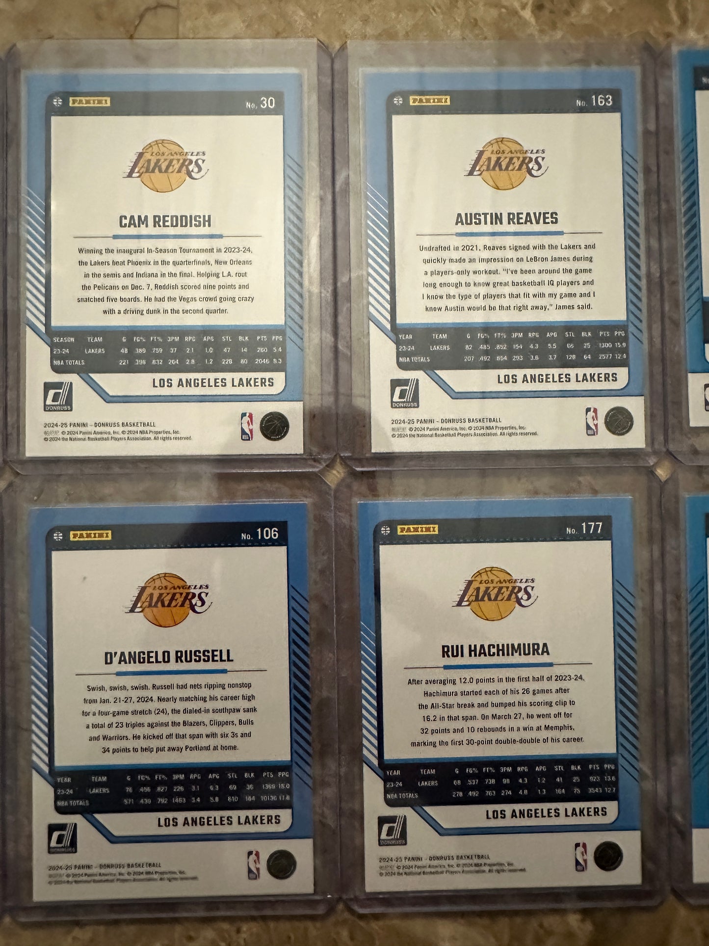 2024 Panini Donruss Basketball LA Lakers Team Set (11 cards)