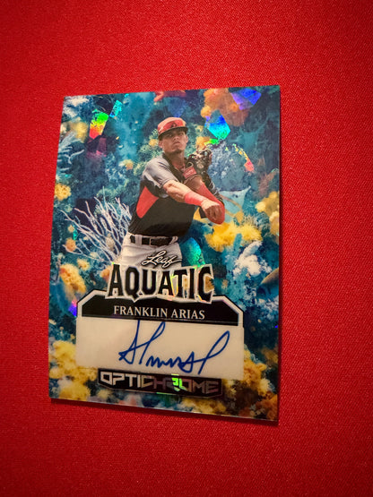 Franklin Arias 2025 Leaf Optichrome Baseball Aquatic Auto Coral Cracked Ice 1/1