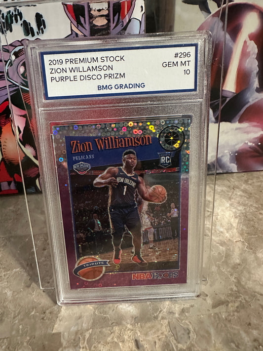 Zion WIlliamson #296 BMG 10 Gem Mint (2019 Panini Hoops Premium Stock)-Purple Disco